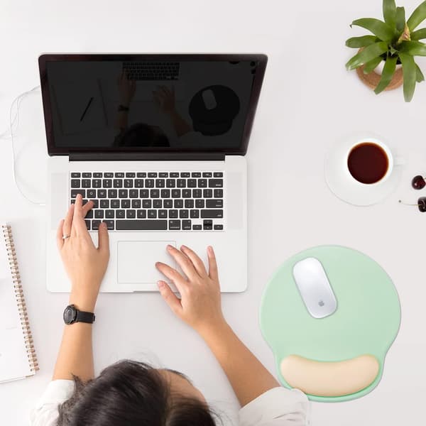 Ergonomisk musematte med gel håndleddsstøtte (blågrønn)
