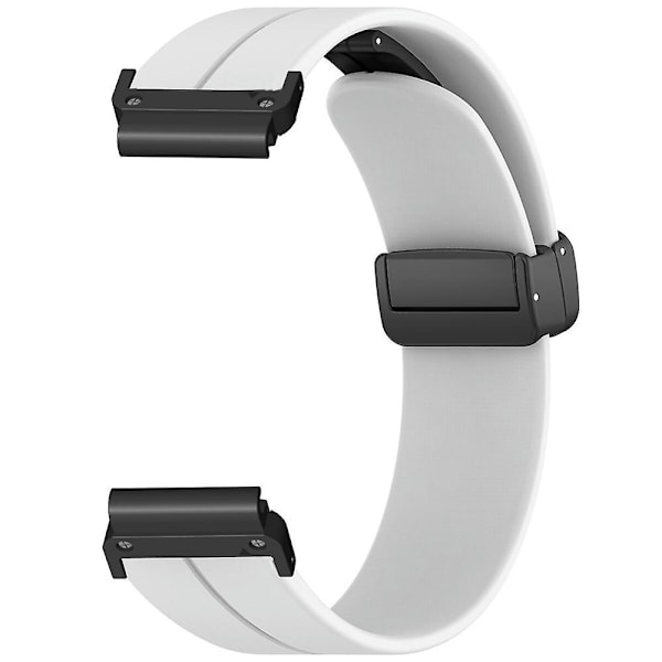 Garmin Fenix 7 / 6 / 5 22mm rannekoru joustava silikoni ranneke magneettilukolla White