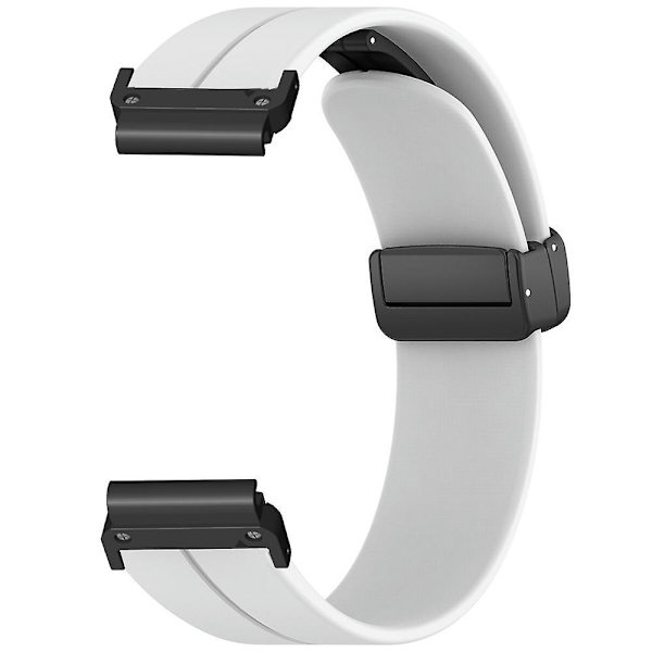 Til Garmin Fenix 7 / 6 / 5 22mm håndledsrem Fleksibelt silikoneur med magnetisk spænde White