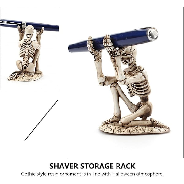 Kranium Penneholder Skelet Blyantholder Beslag Harpiks Kreativ Desktop Springvand Pen Opbevaringshylde Organizer Makeup Pensel Display Stativ Til Halloween Ho