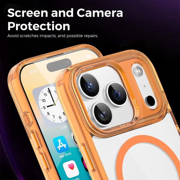 Skal för iPhone 17 Pro, transparent, fallsäkert skyddsskal, Grå