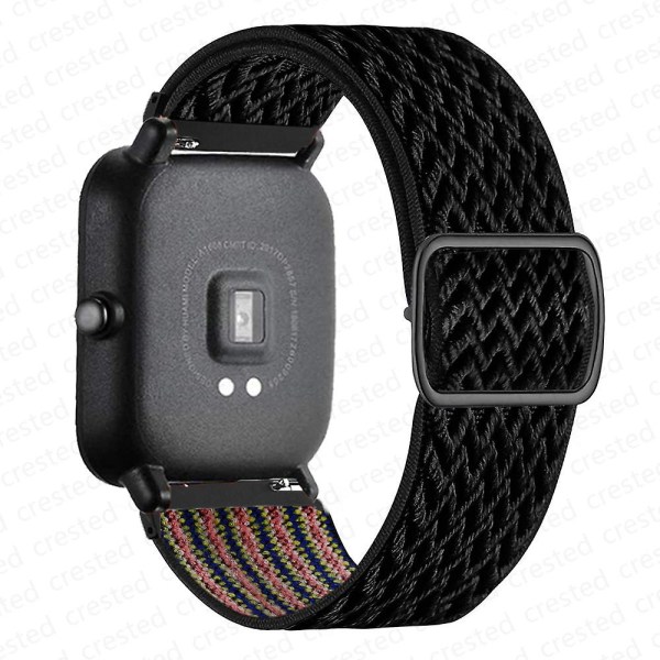 20 mm/22 mm bånd for Amazfit Gts 4//2/2e/3/gts2 Mini/gtr 4/3/pro/gtr2/47 mm/stratos Nylon elastisk klokkearmbånd Amazfit bipsrem Official black 22mm