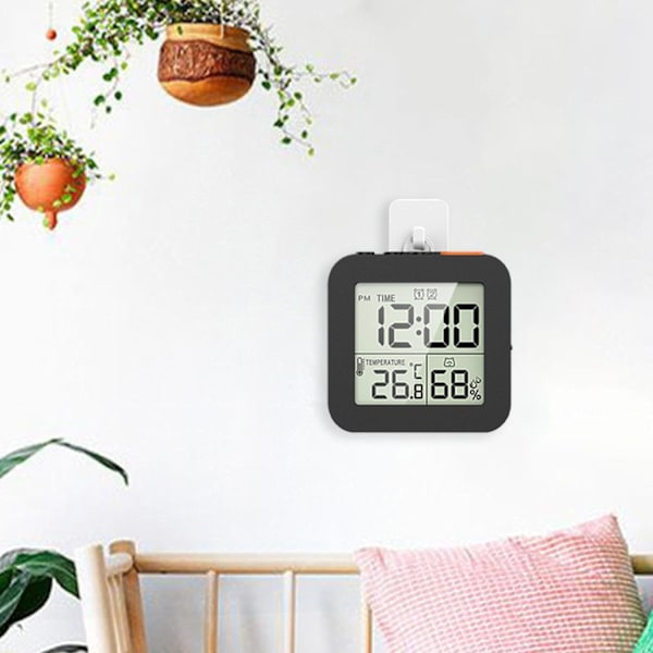 Vækkeur Bærbar LCD-skærm Temperaturvisning Sort