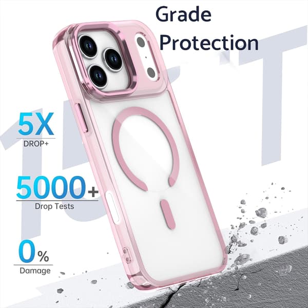 Magsafe-deksel for iPhone 17 Pro Max, fallsikkert, rosa