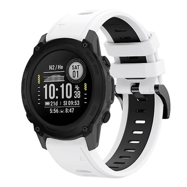 Til Garmin Descent G1 22 mm tofarvet sportssilikoneurrem White-Black