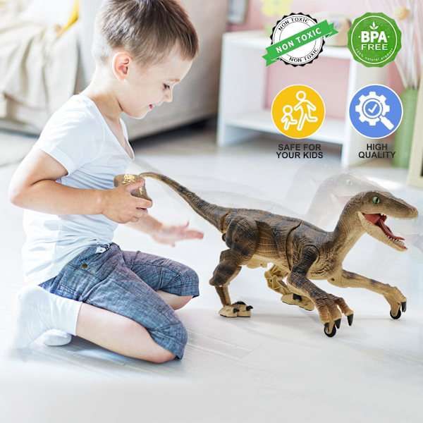 Fjärrkontroll dinosaurie leksaker 2.4G robot dinosaurie leksaker elektronisk dinosaurie promenader rytande brun