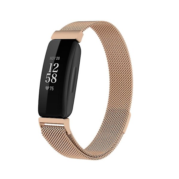 För Fitbit Inspire 2 Milanese Watch Band Rose Gold