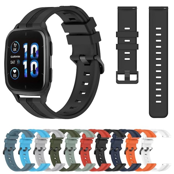 För Garmin Forerunner Sq2 Music 20mm konkav randig Slicone Watch Band Red