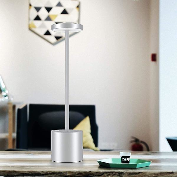 Trådløs Bordlampe, Led Metal Usb Genopladelig 6000 mah 2-niveauer Lysstyrke Natlys Skrivebordslampe Læselampe Til Restaurant/soveværelse/sovesal (guld) Silver