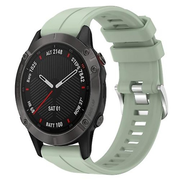 Til Garmin Fenix ​​6 Sapphire Gps 22mm ensfarvet silikone urrem Light Green