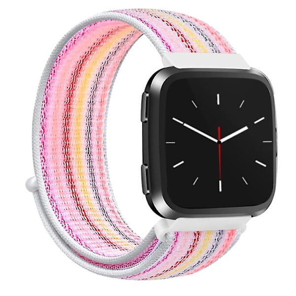 Til Fitbit Versa 1/2 urrem med universal nylonrem Pink Pinstripe