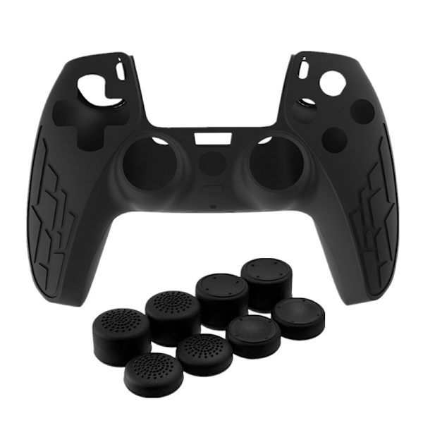 Etui til PS5-controller med 8 joystick-hætter, sort
