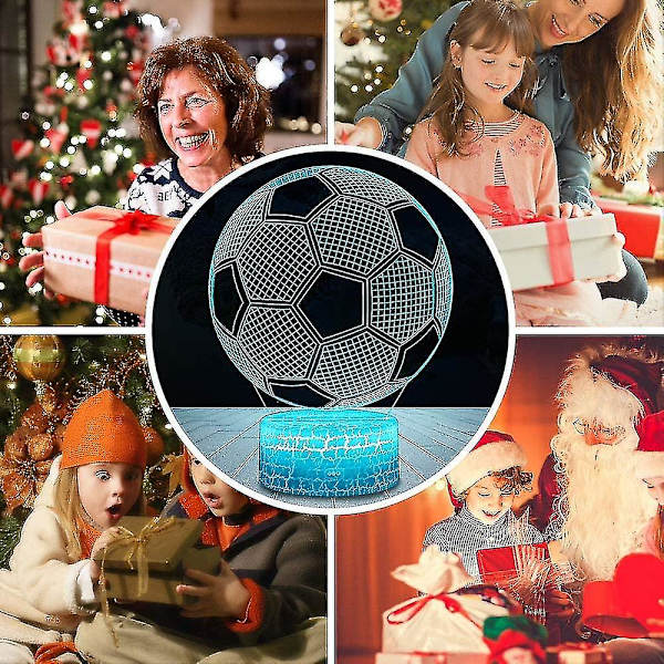Fodbold 3D Lampe, LED Natlys Illusion Lamper 7 Farver Skiftende Touch Control USB Optisk Skrivebordslampe, Sengeborde Lamper Til Børn Jul Fødselsdag Bedste