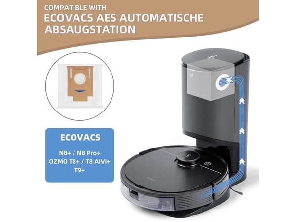 8-pack dammsugarpåsar för Ecovacs Deebot Ozmo T8/T8 Aivi/T8 Dammsugare