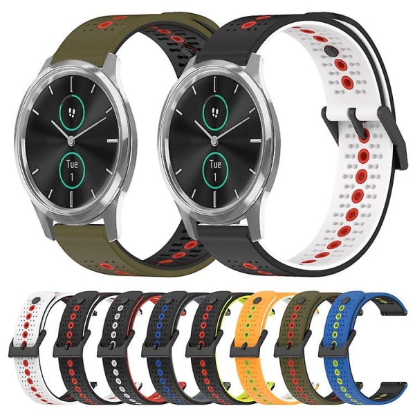 För Garminmove Luxe 20mm Tricolor Andningsbart watch Black-Red-White