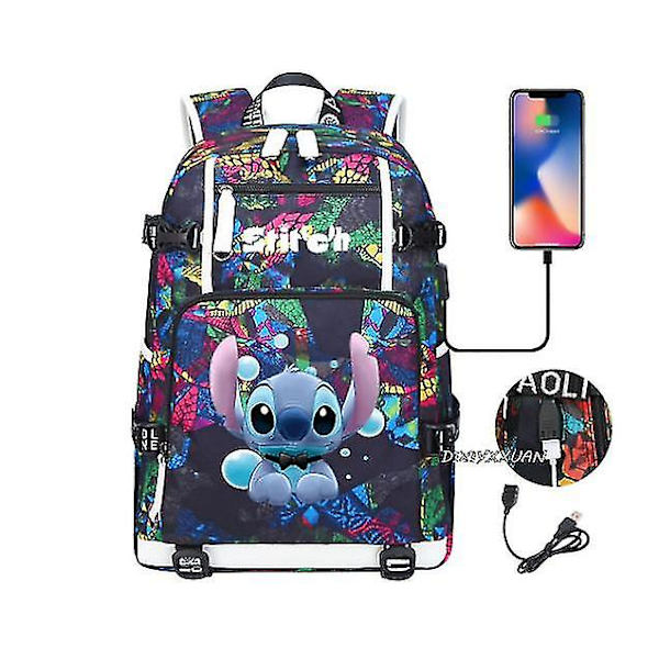 Lilo og Stitch Skolesekker Kapasitet Ryggsekker Gutter Jenter Usb Lading Reise Stor Bærbar PC Studenter Skolesekk Bagpack photo color16