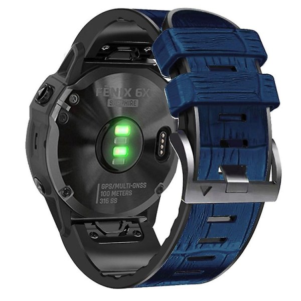 För Garmin Fenix ​​7x / 6x / 5x Crocodile Texture Watch Blue
