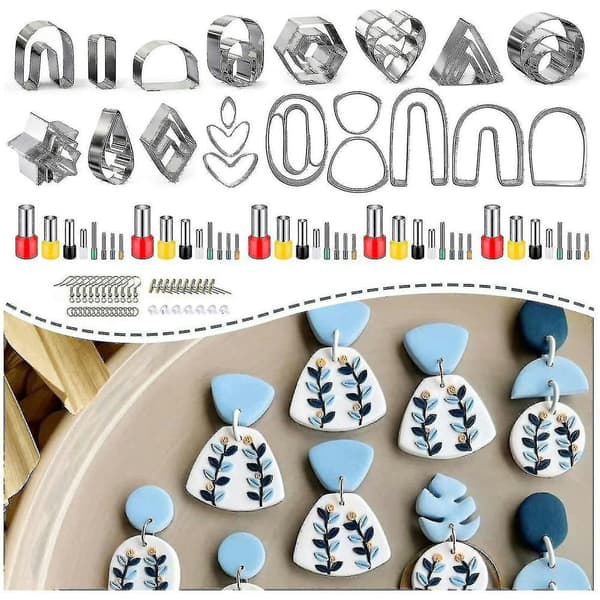 126 stk. Polymer Clay Cutters Sæt Til Øreringefremstilling Med Øreringekort Kroge