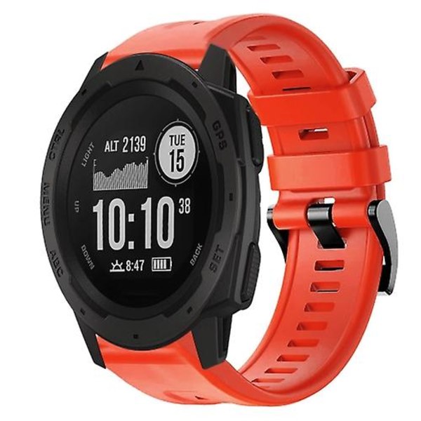 Til Garmin Instinct metalspænde ensfarvet silikoneurrem Red