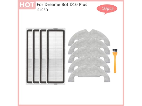 10 deler tilbehørssett for Dreame Bot D10 Plus/Rls3D/Z10 Pro/L