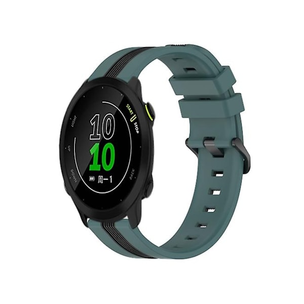 Rem til Garmin Forerunner 158 20Mm To-farvet Vertikal Silikone Urrem Grøn-Sort