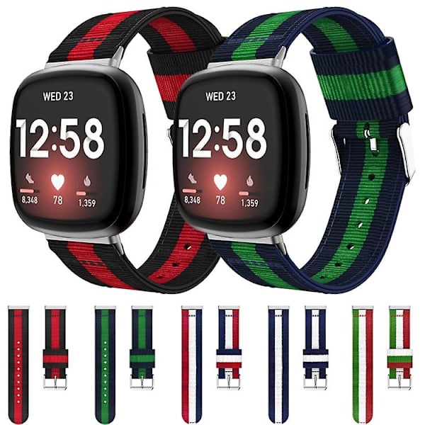 Til Fitbit Versa 3 Nylon urrem Red Black