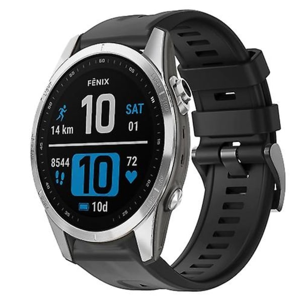 For Garmin Fenix ​​7s metallspenne ensfarget silikonklokkerem Black