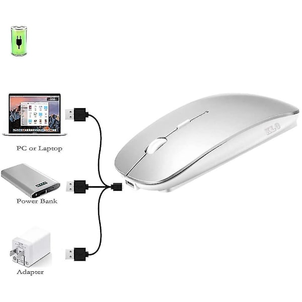 Trådlös Bluetooth -mus för Macbook Pro/macbook Air/ipad/laptop/imac/pc Silver