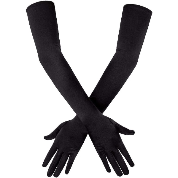 Käsineet Pitkät Mustat Satiinikäsineet Iltahanskat Opera Gloves Musta 21 Kyynärpäähanskat Tytöille Naiset (mustat)&quot;