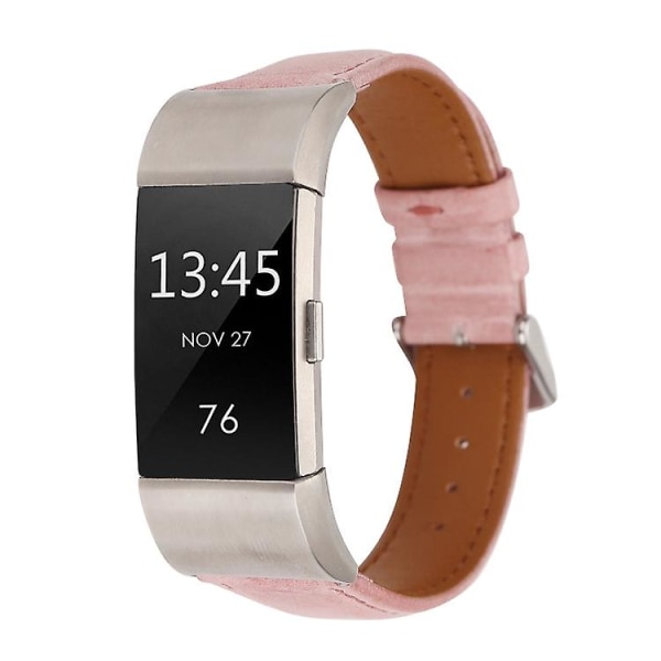 Til Fitbit Charge 2 Fresh Style læderurrem Pink