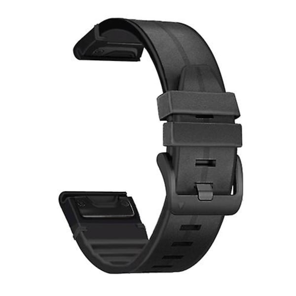 Til Garmin Fenix 6 Silikone + Læder Quick Release Urrem ZUQ Black