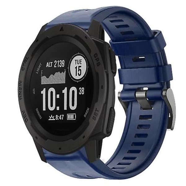 Til Garmin Instinct metalspænde ensfarvet silikoneurrem Midnight Blue