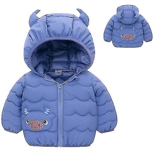 Børne Puffer Jakke Vinter Hætte Frakke Vatteret Jakke Letvægts Ydertøj navy 110cm