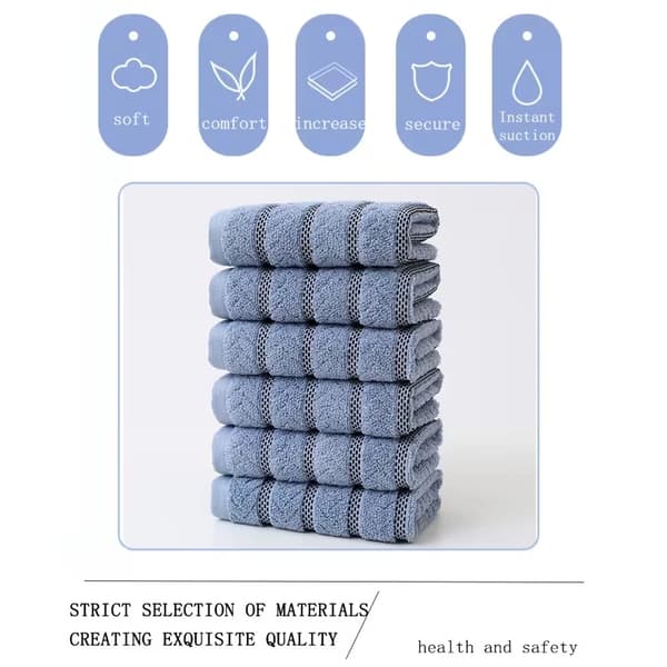 Randig handduk i ren bomull, mjuk och hudvänlig, 4-pack blå/34X75cm