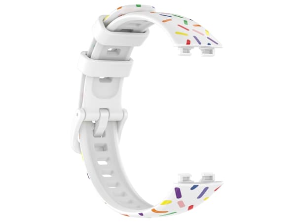 Smartwatch-rem för Huawei Strap 8 Sports Rainbow Dots Silikon (Vit)