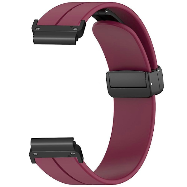 Til Garmin Fenix 7 / 6 / 5 22mm Rem til håndled Fleksibelt silikoneur med magnetisk spænde Wine Red