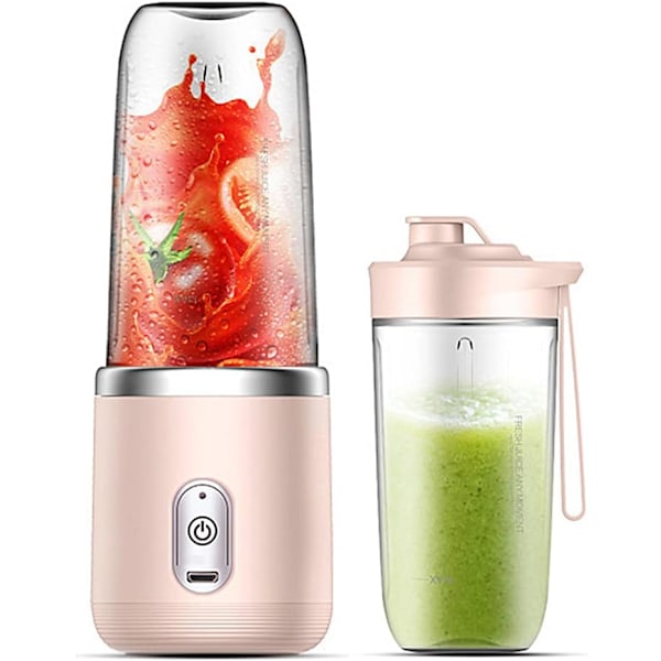 Juice Blender 40W Blender Cup Återuppladdningsbar USB Dubbel Kopp Rosa