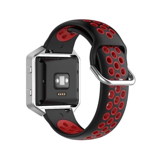 For Fitbit Versa 2 / Versa Lite / Blaze 23mm Sports To farger Silikonerstatningsrem klokkerem Black Red