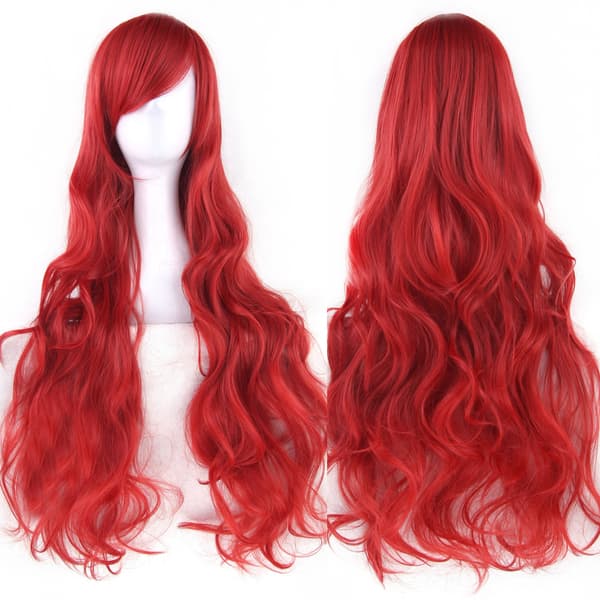 Pitkä kihara animehahmon cosplay-peruukki 80 cm (punainen)