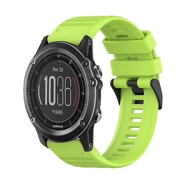 Til Garmin Fenix ​​3 Hr 26 mm horisontal tekstur silikone urrem med værktøj til fjernelse Lime Green