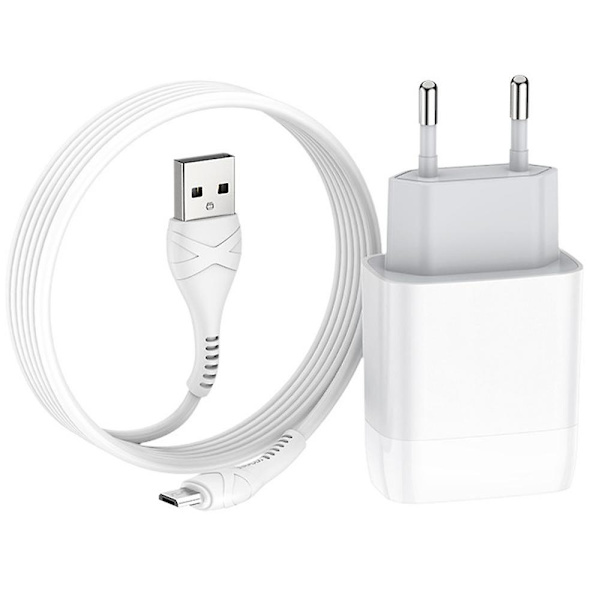 Usb-laddningskontakt, 2-portars USB-strömförsörjning 5v 2,4 A laddningsadapter, USB-bärbar väggladdare kompatibel med Iphone X 8 7, Ipad Pro, Huawei, Lg White With Android Cable