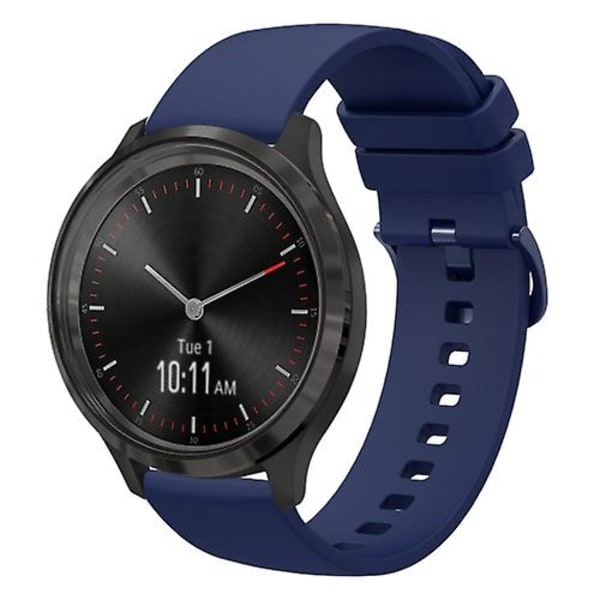 Til Garminmove 3 20 mm ensfarvet blød silikone urrem Navy Blue