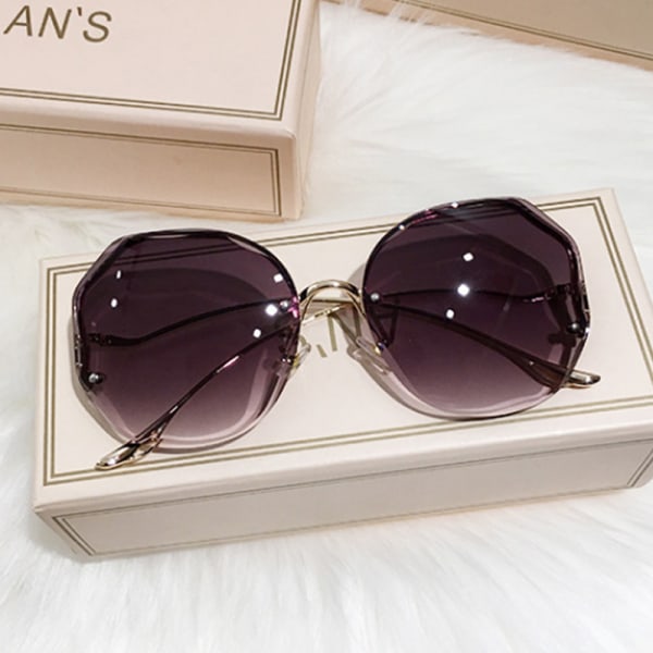2022 Luksus Runde Gradient Solbriller Kvinder Metal Buede Templer Eyewear Ocean Indfattede Mode Solbriller Dame UV400 Purple