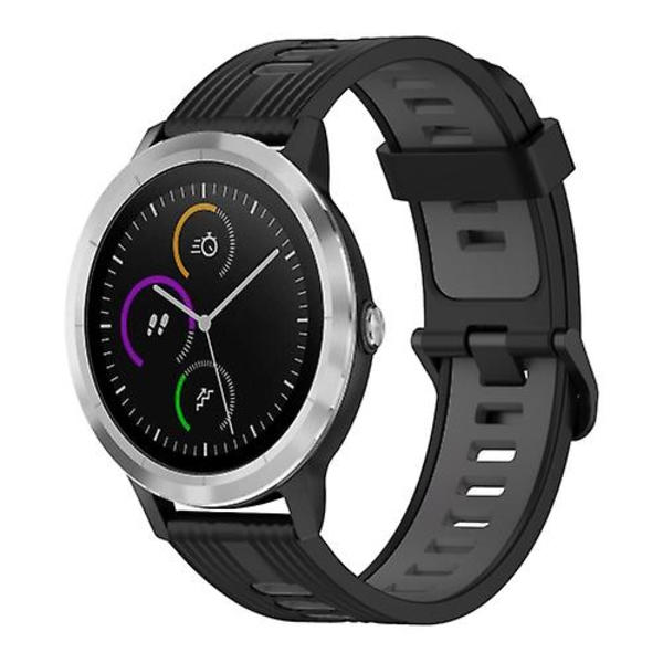 Til Garmin Vivoactive3 20 mm lodret mønster tofarvet silikoneurrem Black-Grey