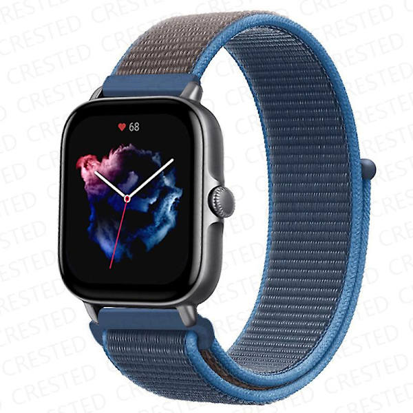 20 mm 22 mm watch för Amazfit Gts/2/2e/4/3/mini Gtr 4/2/3/ pro 47 mm Stratos 3 nylon Pulseira Correa Amazfit bipsband Wave Blue 56 22mm