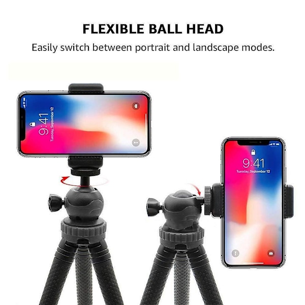 Fleksibel Tripod, Telefon Tripod Mini Kamera Tripod Til Sportskamera Med Bluetooth Fjernbetjening Smartphone Mount