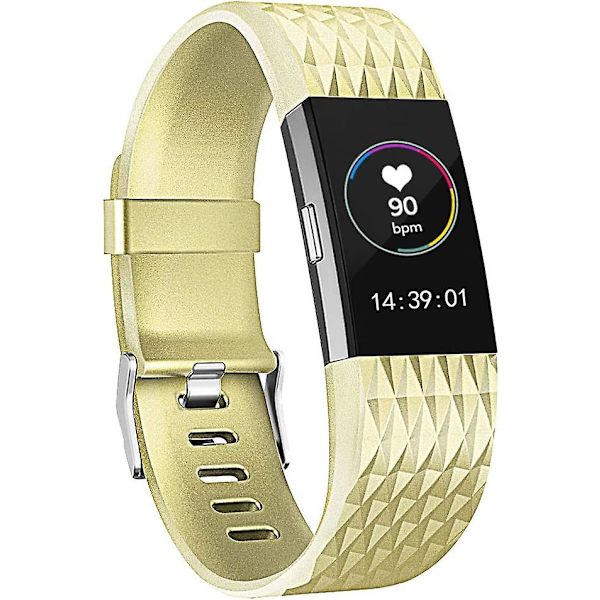 Udskiftningsbånd, der er kompatible med Fitbit Charge 2, Classic & Special Edition justerbare sportsarmbånd metal-gold Small