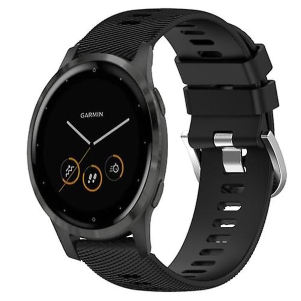 For Garmin Vivoactive 4s 18 mm ensfarget silikonklokkerem Black