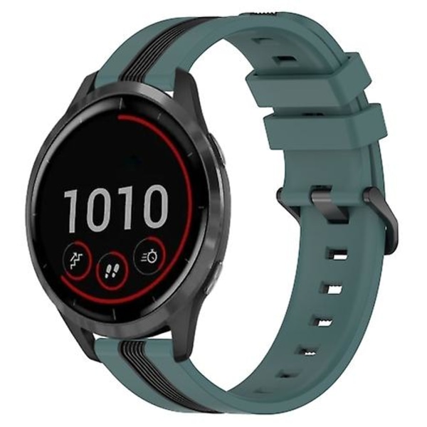 För Garmin Vivoactive 4 22mm vertikalt tvåfärgs watch Green-Black