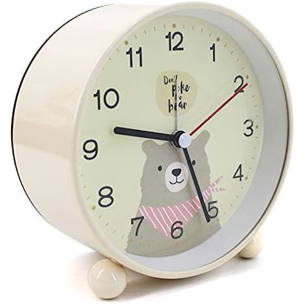 Väckarklocka 4\" Rund Tecknad Djur Quartz Analog Väckarklocka för Kontor Sovrum Gul